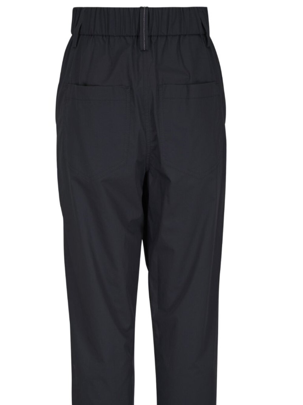 Brunello Cucinelli Monili Pants Black Cotton Wide Leg Relaxed Fit Size 10